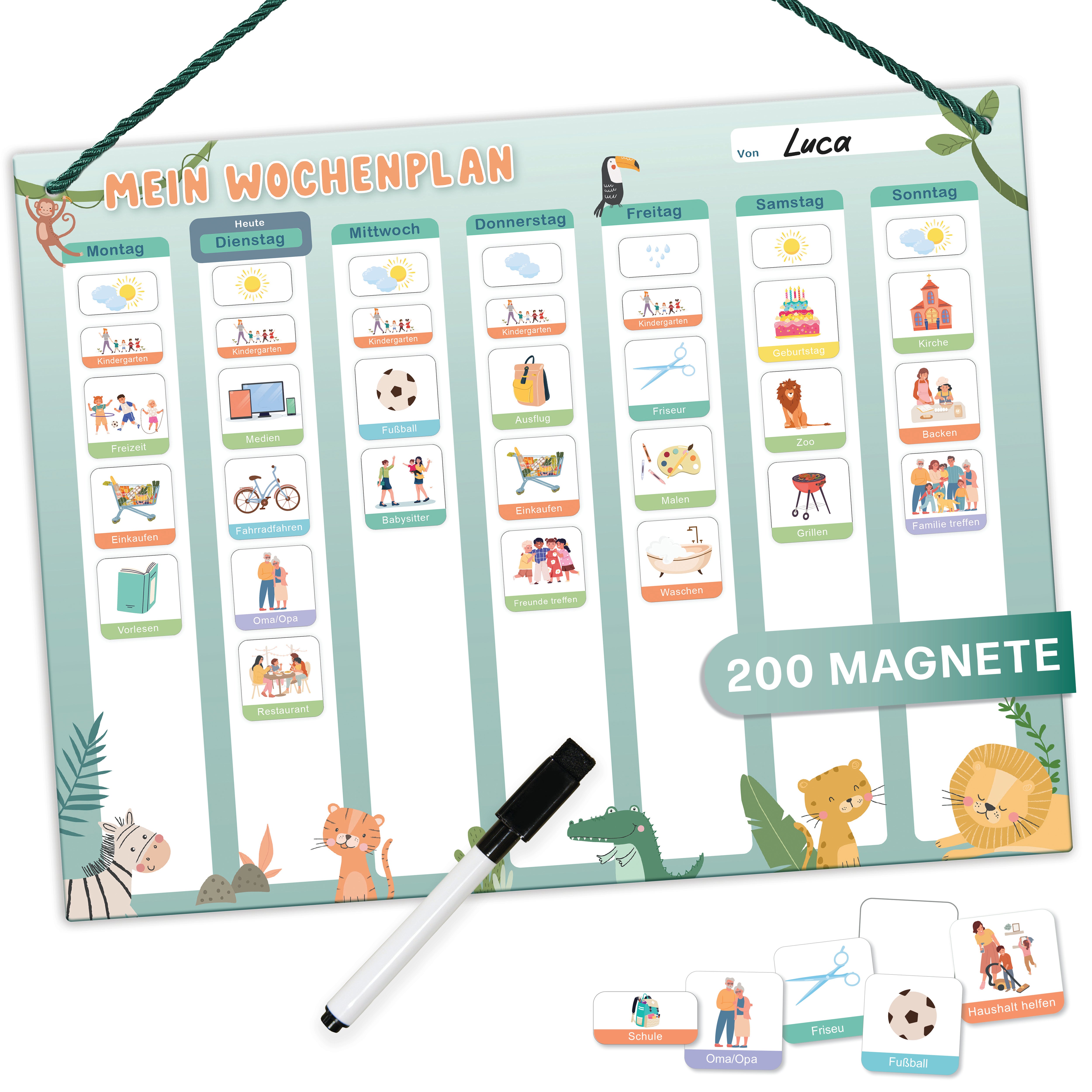 Magnetischer Wochenplan (grün)